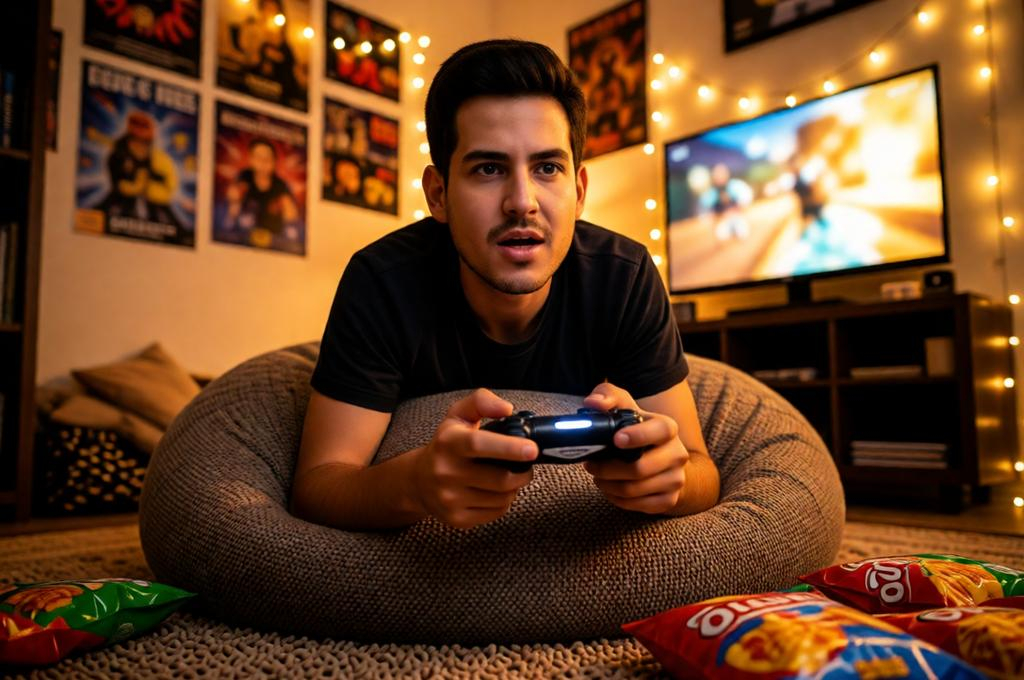 Teen Boy Gaming Portrait on Bean Bag 8K