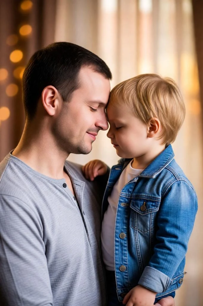 Touching Foreheads Father-Son Portrait | AI Photo Prompt