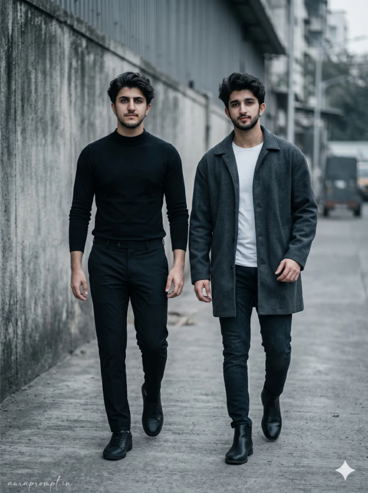 Two Indian Best Friends Urban Portrait Prompt