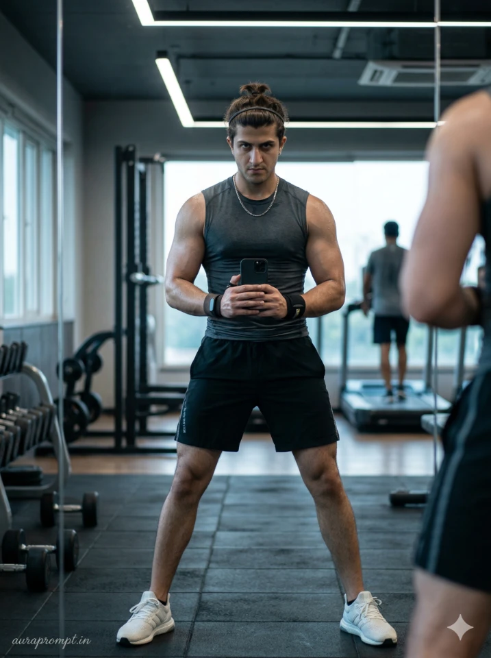 Ultra HD Gym Mirror Selfie | Photorealistic Portrait Prompt