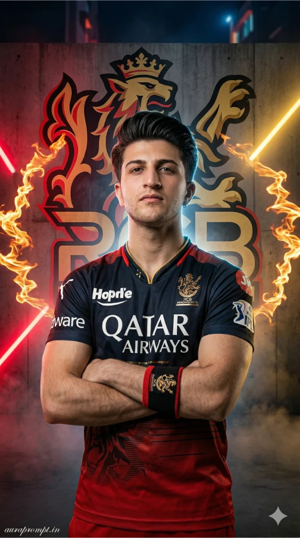 Ultra-Realistic 8K RCB IPL Cricket Fan Portrait Prompt