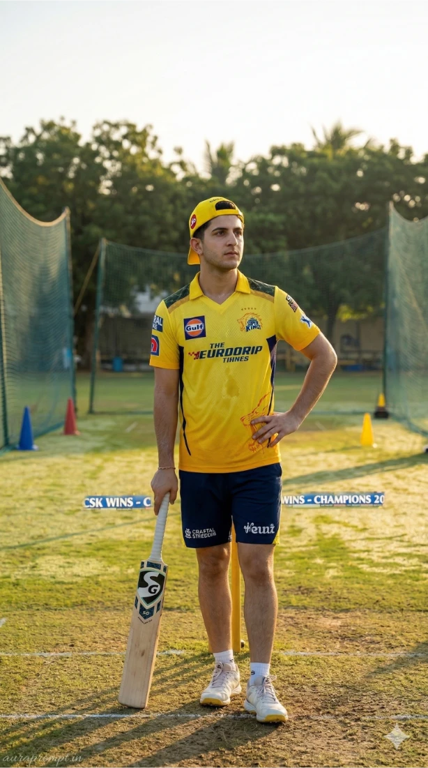Ultra Realistic CSK Cricket Portrait Prompt