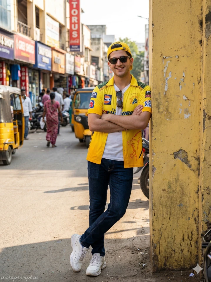 Ultra-Realistic CSK Fan Portrait in Chennai's T Nagar