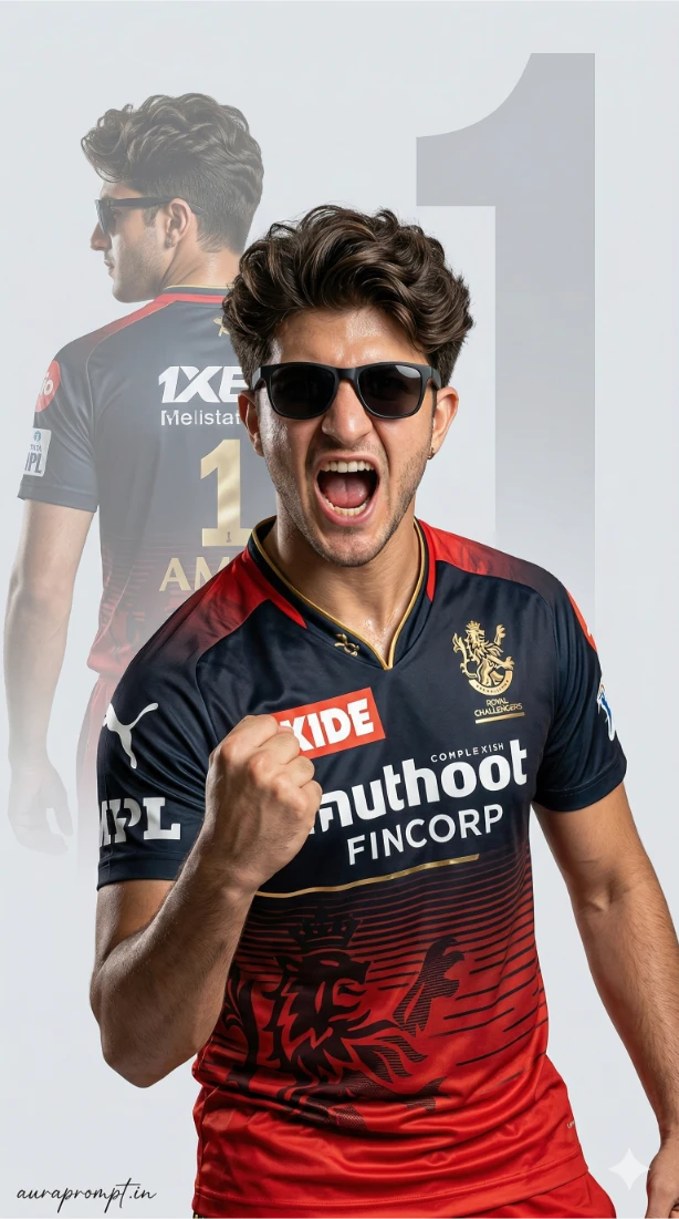 Ultra-Realistic RCB Cricketer Portrait Editing Prompt