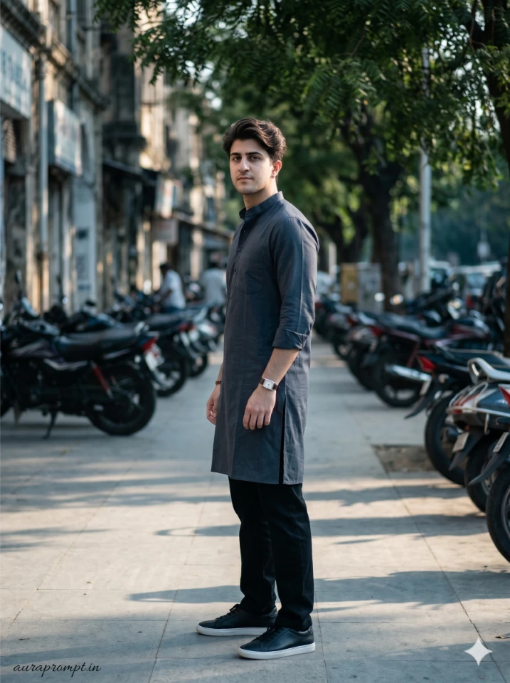 Urban Indian Kurta Look AI Boy Photo Prompt 2026