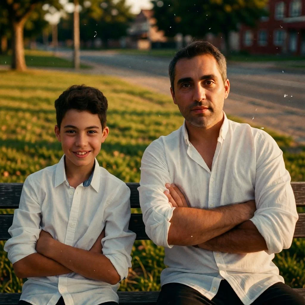 Vintage Film-Style Father & Son Portrait Prompt