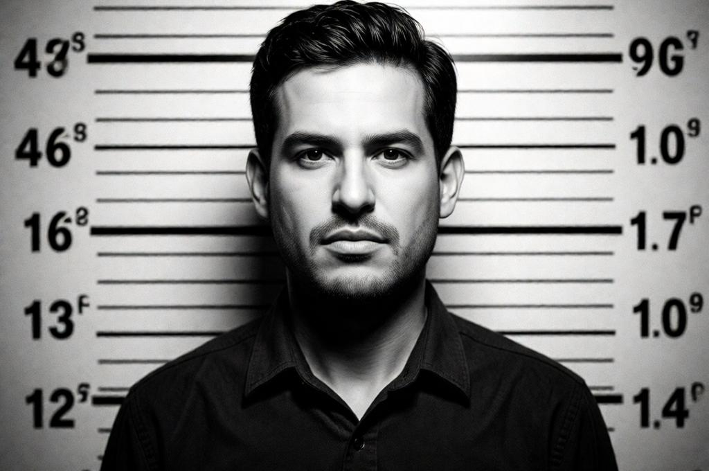 Vintage Police Mugshot Portrait – 8K Photorealistic