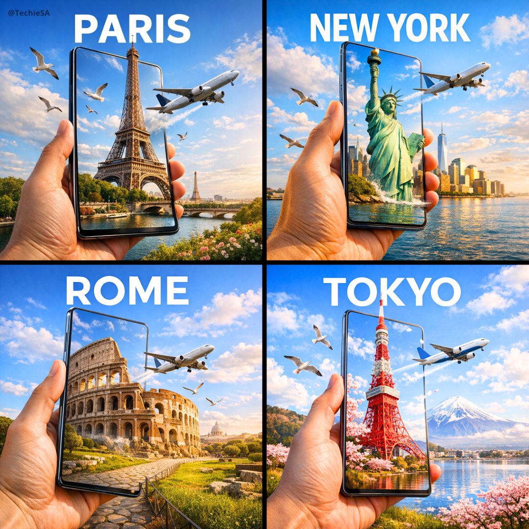 3D Phone Portal Travel Ad for Landmarks