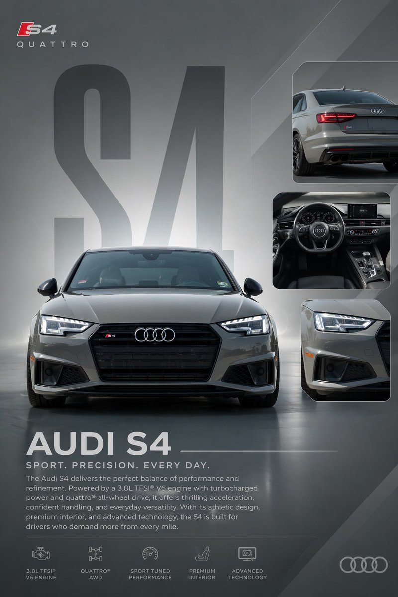 AI Prompt for a High-Quality Audi S4 Car Poster in a Minimalist Style
