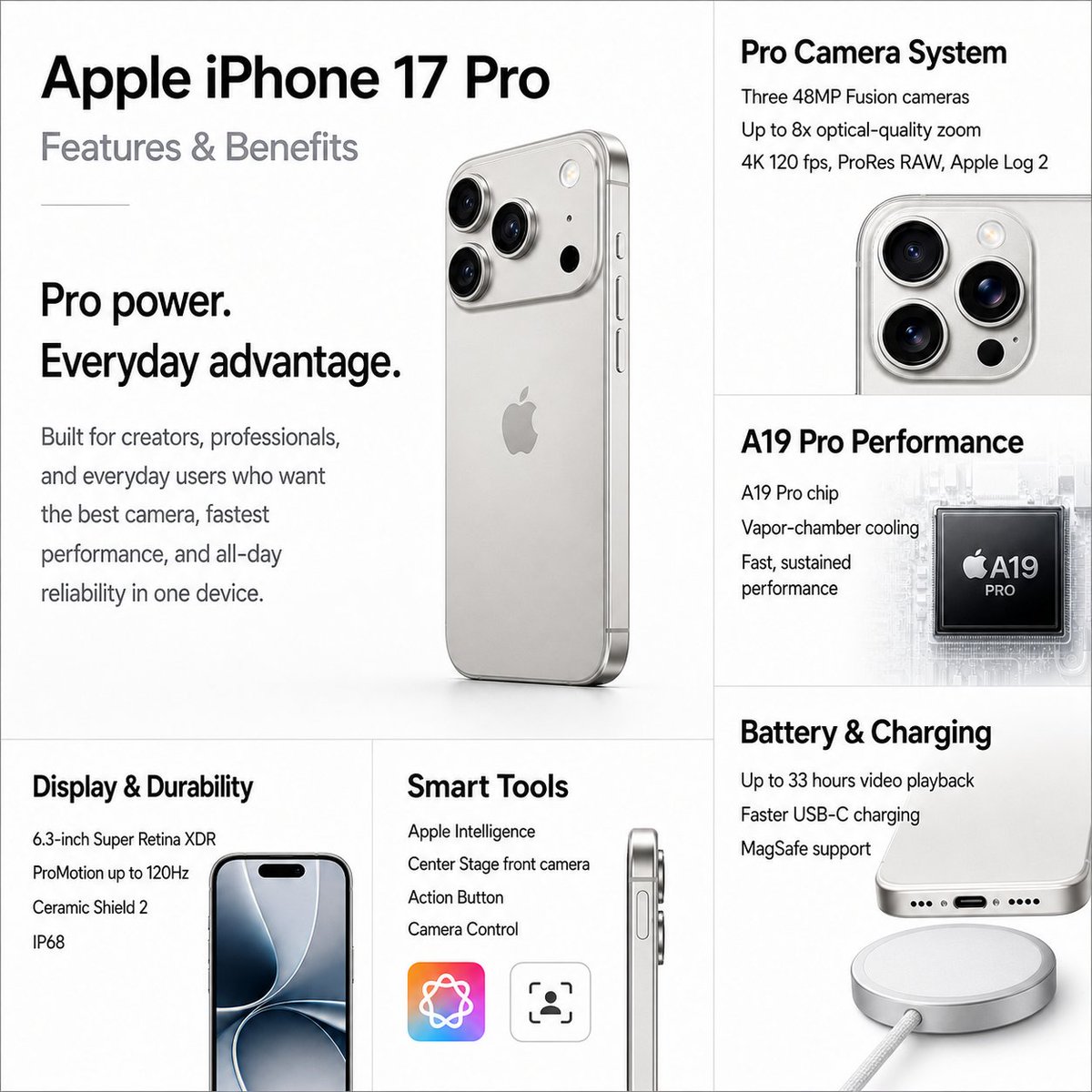 AI Prompt for Apple iPhone Pro Product Marketing Boards and Infographic Visuals