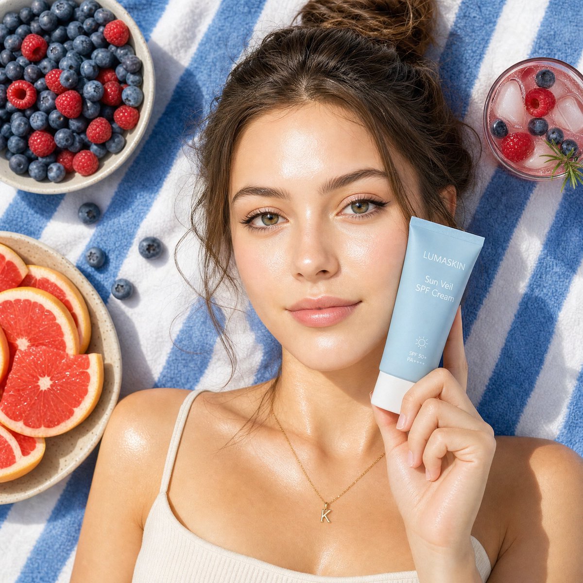 AI Prompt for Beach-Themed Skincare Advertisement