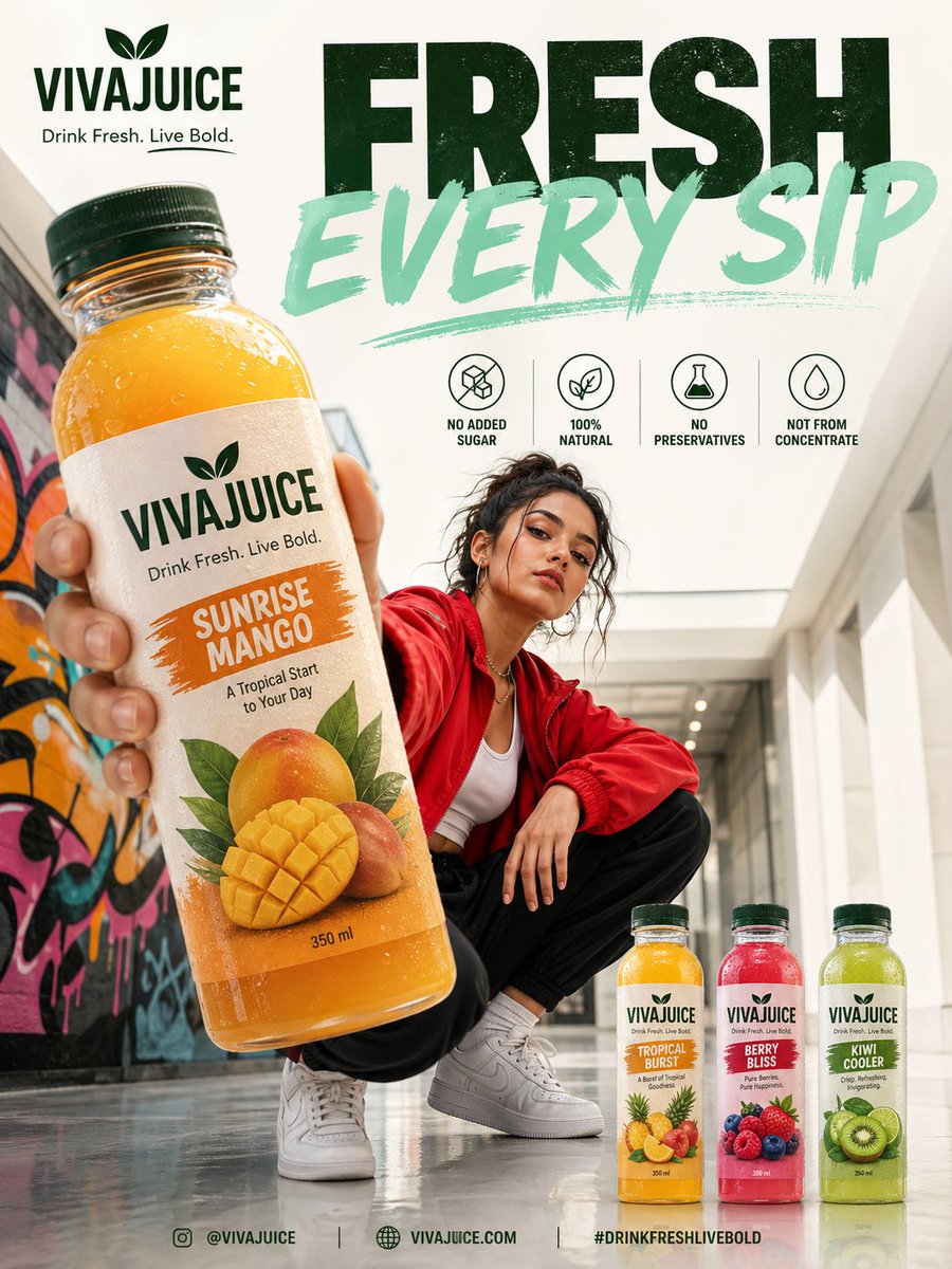 AI Prompt for Bold Fresh Juice Ad Poster: Customizable Health Drink Branding Poster