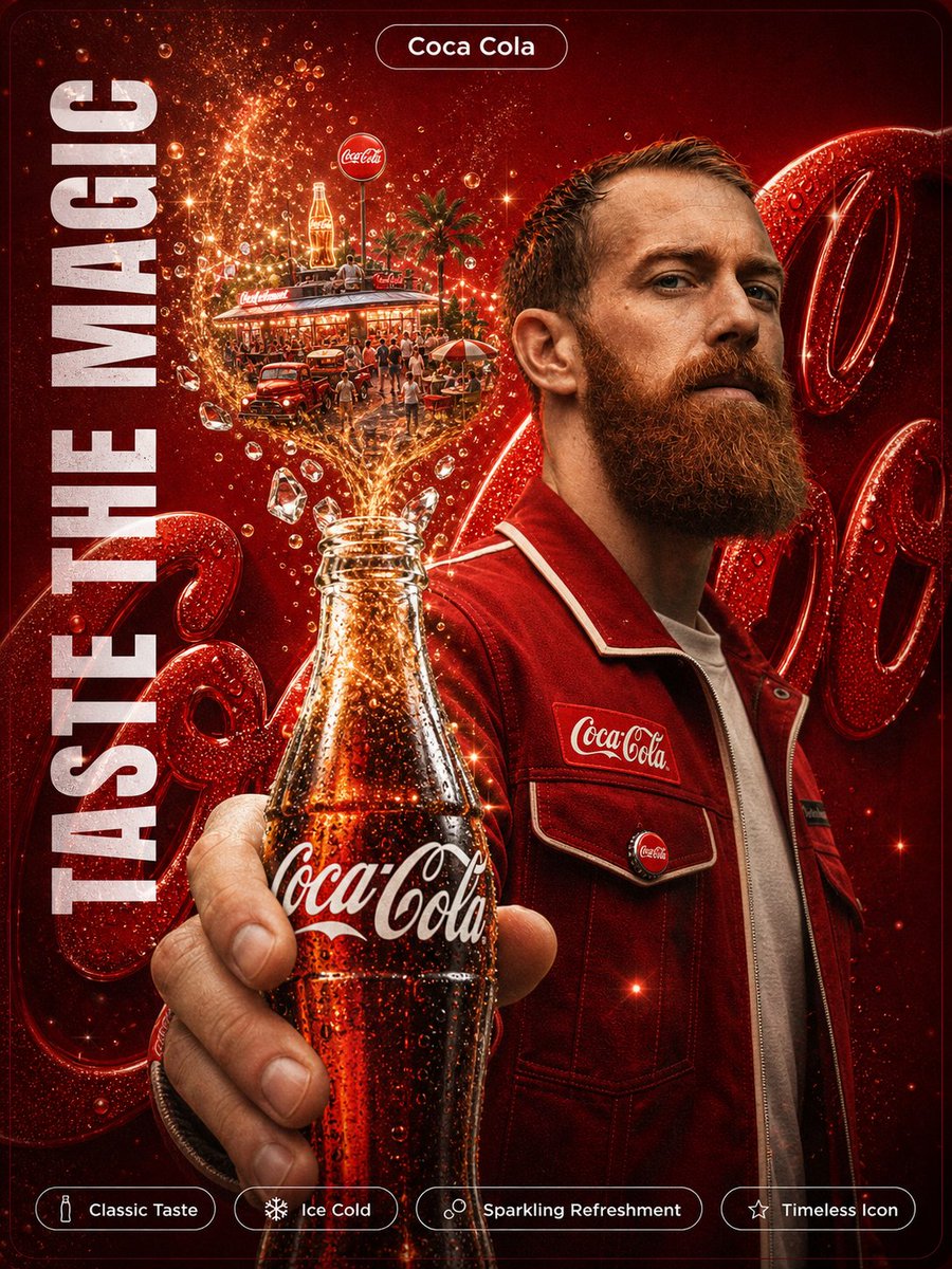 AI Prompt for Coca-Cola Advertising Poster: Magical Fizz Scene