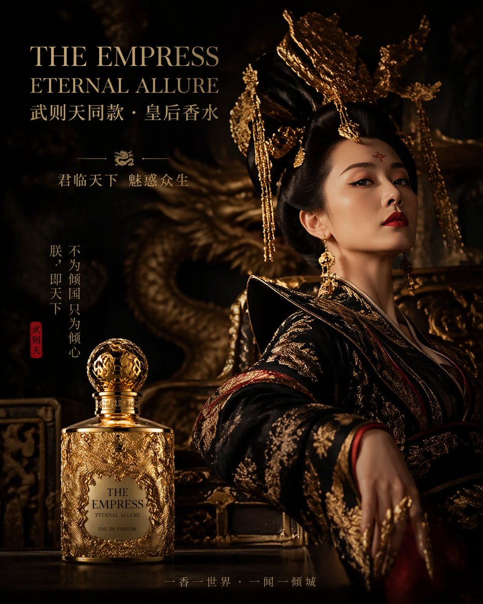 AI Prompt for Dark, Luxury Perfume Ad with Wu Zetian Palace Aesthetic