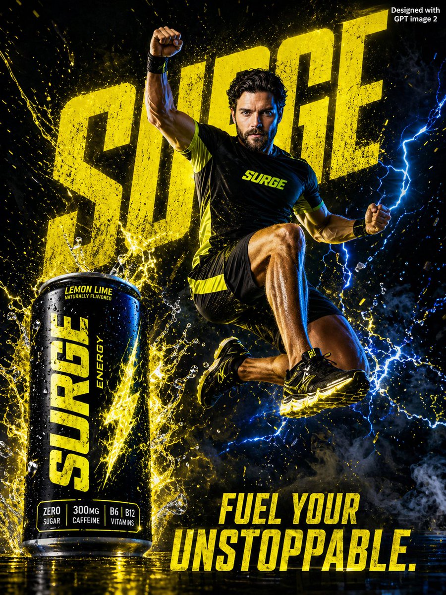 AI Prompt for Dynamic Energy Drink Ad Poster