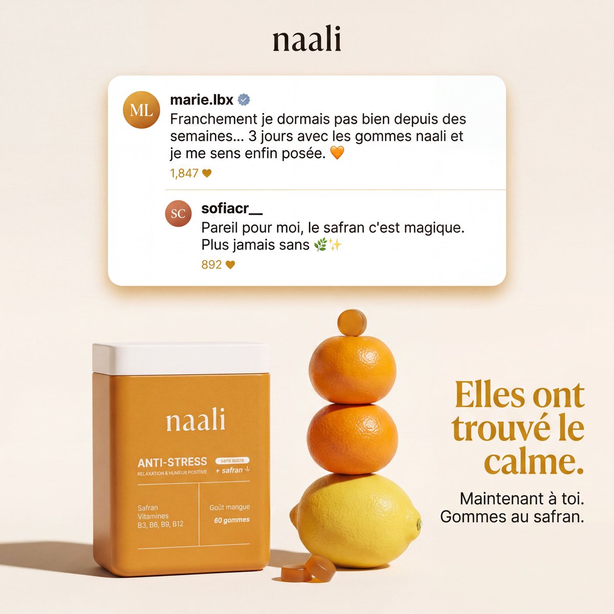 AI Prompt for French Wellness Product Advertisements with Saffron Gummies