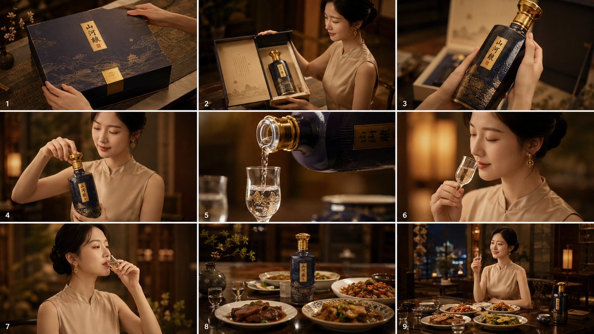 AI Prompt for Luxury Product 9-Panel Storyboard