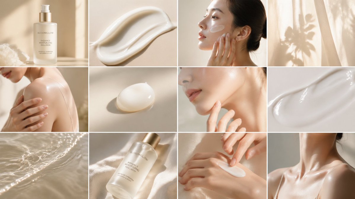 AI Prompt for Luxury Skincare Product Marketing and E-commerce Collage