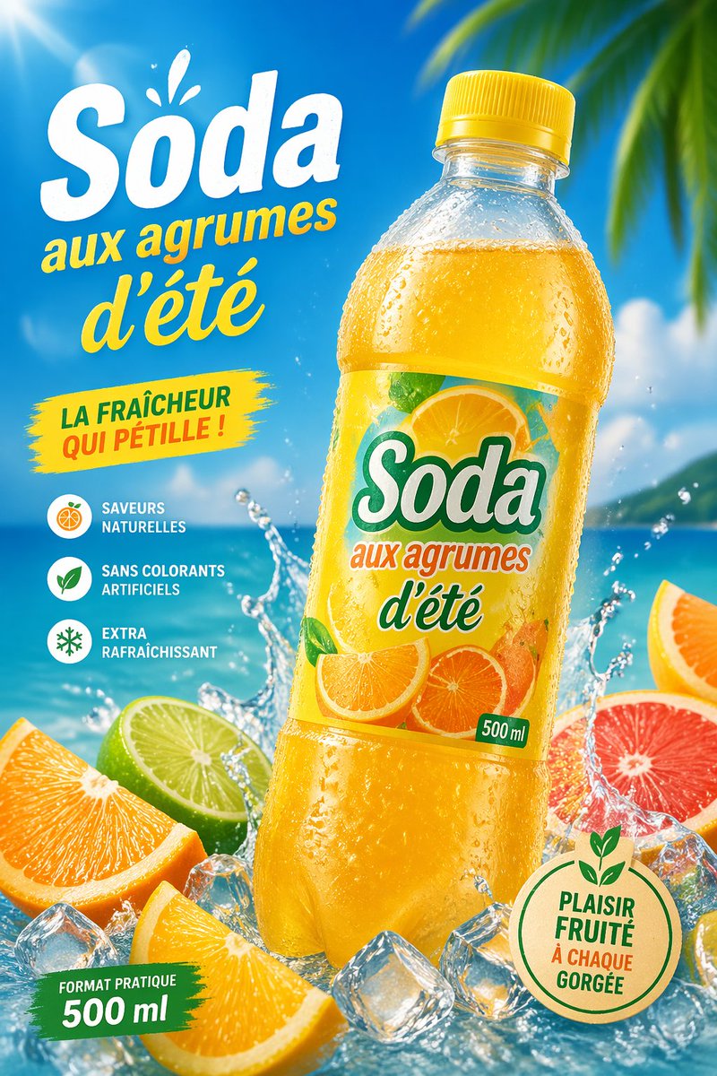 AI Prompt for Tropical Citrus Soda Packaging and Marketing