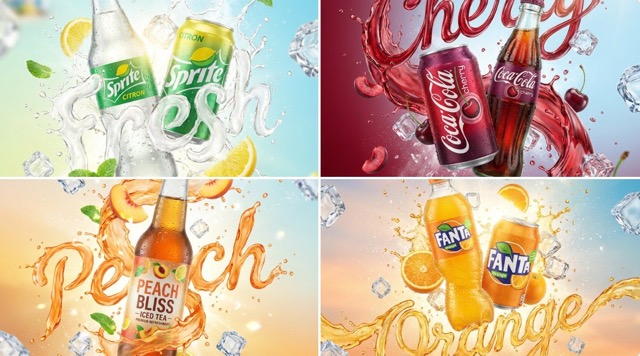 Dynamic Drink Ad: Splash Typography Visual