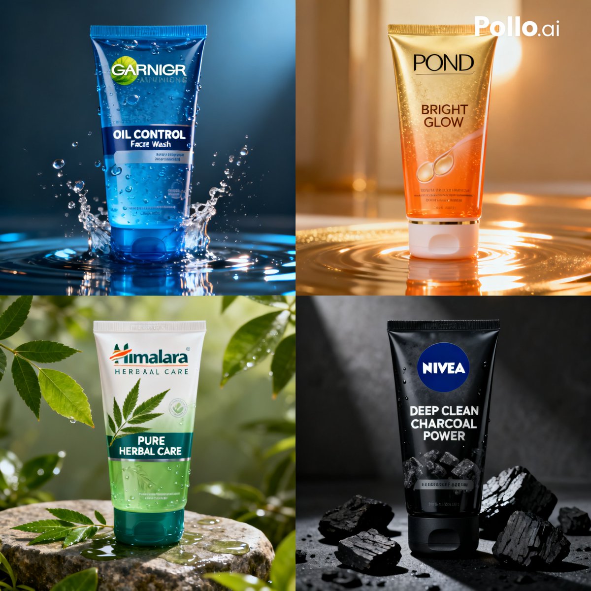 Face Wash Ad Mockup 4-Ups