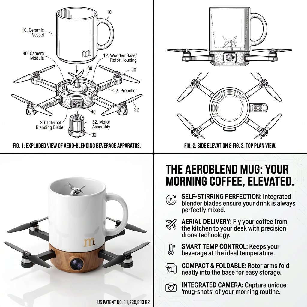 AI Prompt for Absurd Patentable Invention Designs: Online Product Marketing Templates