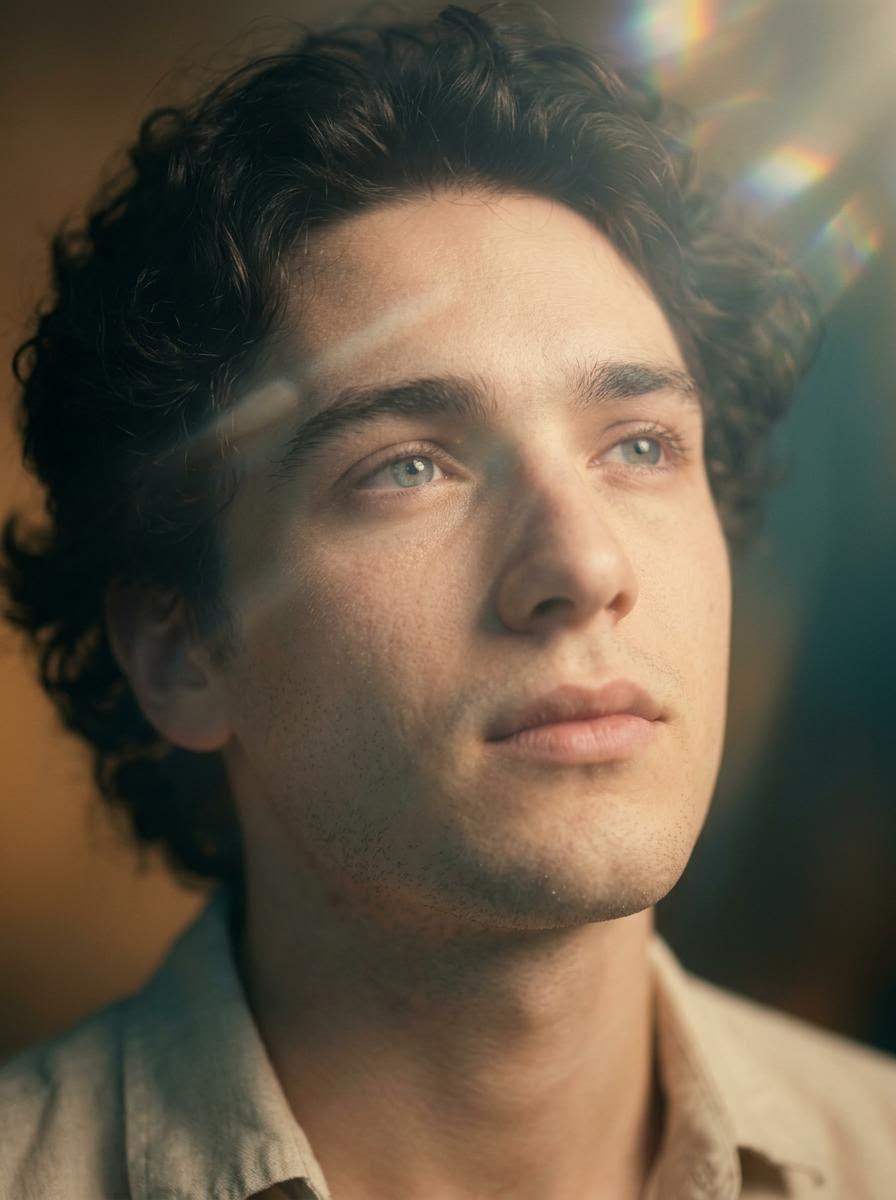 AI Prompt for Cinematic Close-Up Portraits with Lens Flares