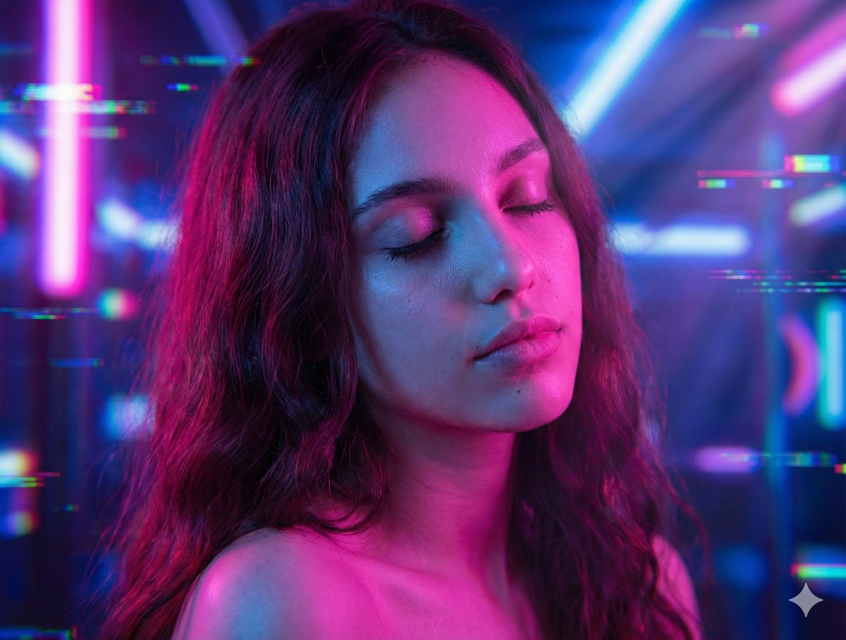 AI Prompt for Cyberpunk Beauty Portrait with Neon Lighting