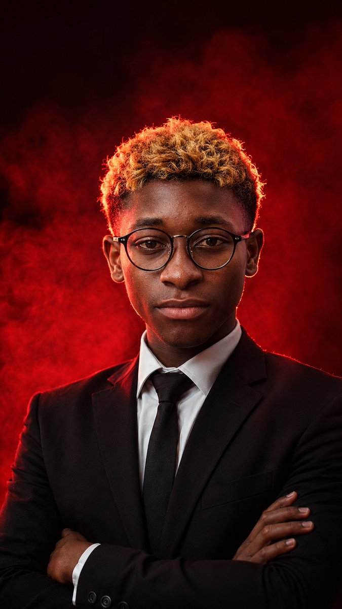 AI Prompt for Faceless Red Smoke Executive Portrait