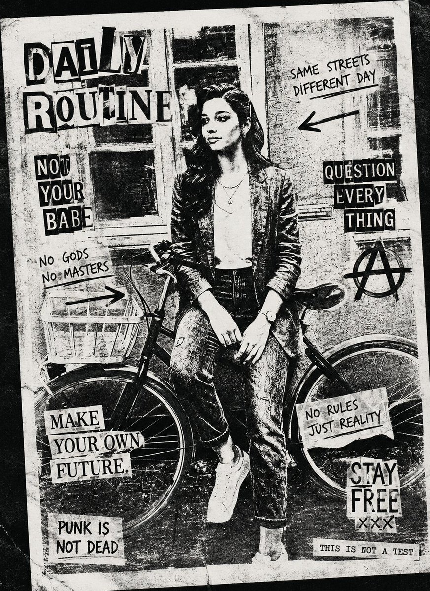 AI Prompt for Gritty Black and White Photo with Zine Collage