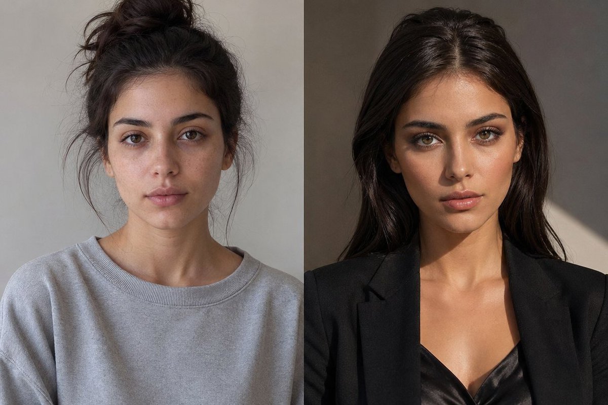 AI Prompt for Instagram-Ready Side-by-Side Before-and-After Portraits