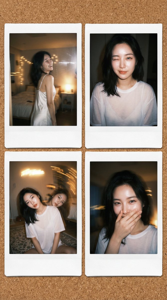 AI Prompt for Retro Korean Idol Mirror Selfie Collage Photography