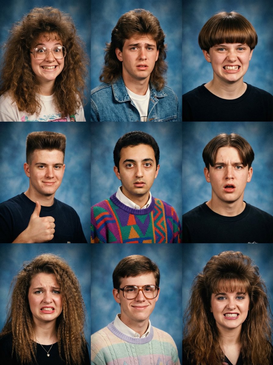 AI Prompt for Vintage 90s Yearbook Collage - Retro Portrait Effect