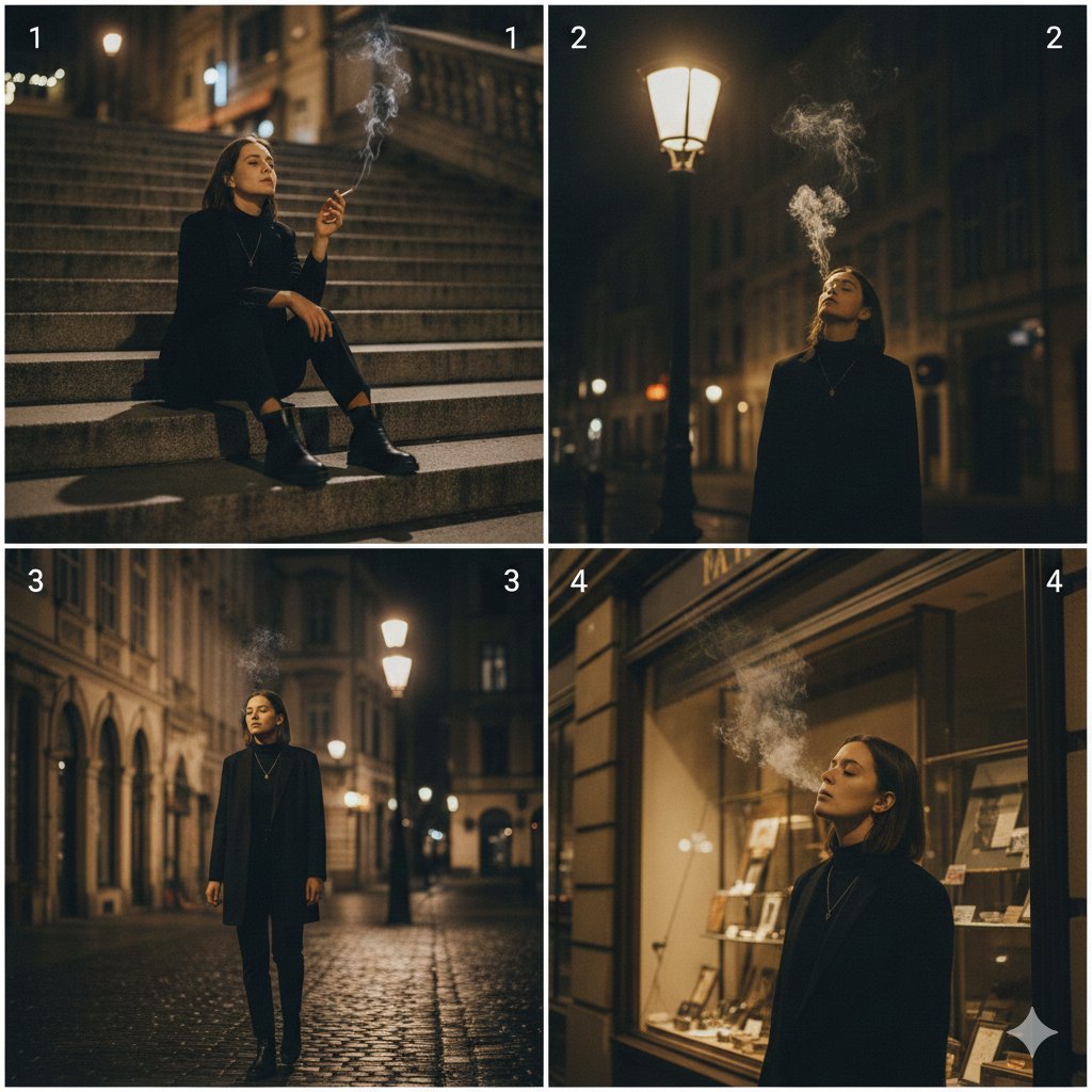 Cinematic City Walk Collage with Smoke