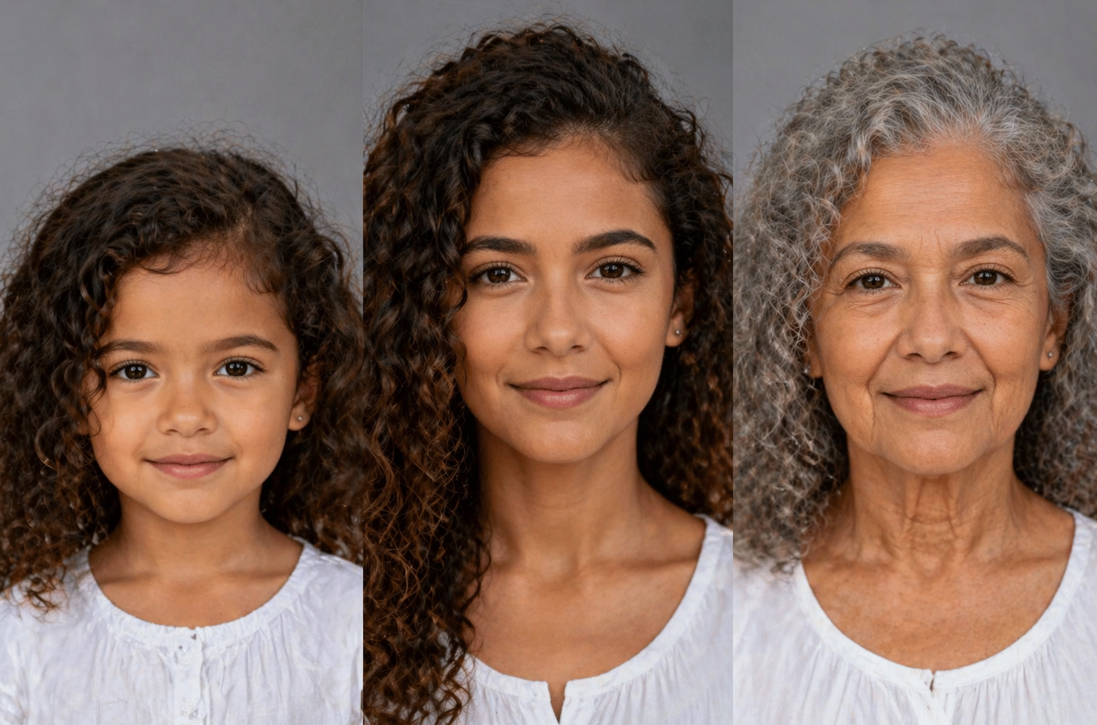 Same Person at Ages 5, 35, and 80 – Lifespan Portrait