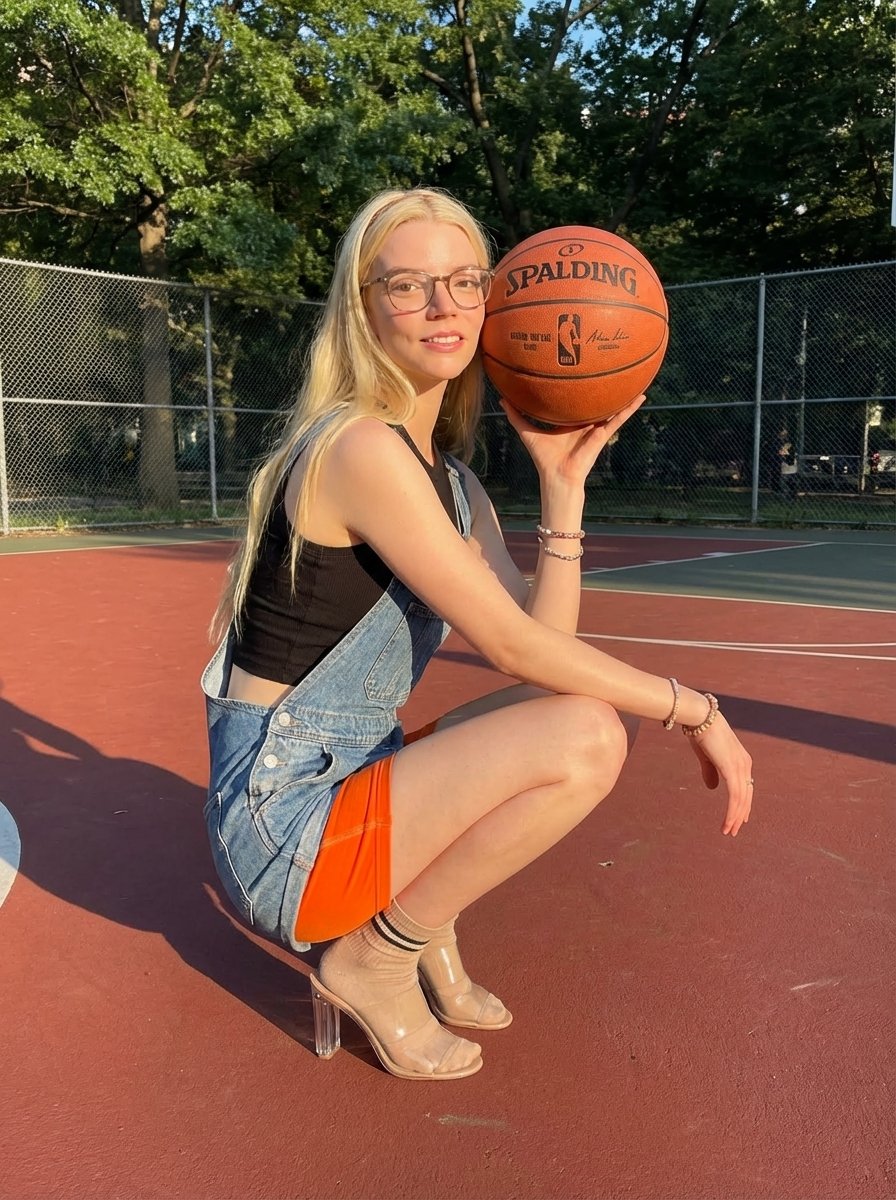Sportsy Basketball Depiction with Girl