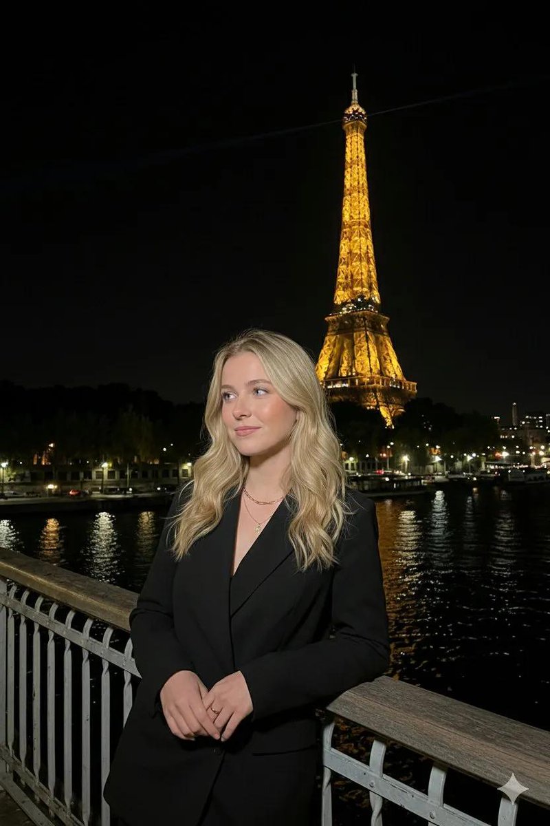 25+ Year-Old Woman on Paris Rooftop Ish Eiffel Tower Flash Photography Prompt for Adobe AI