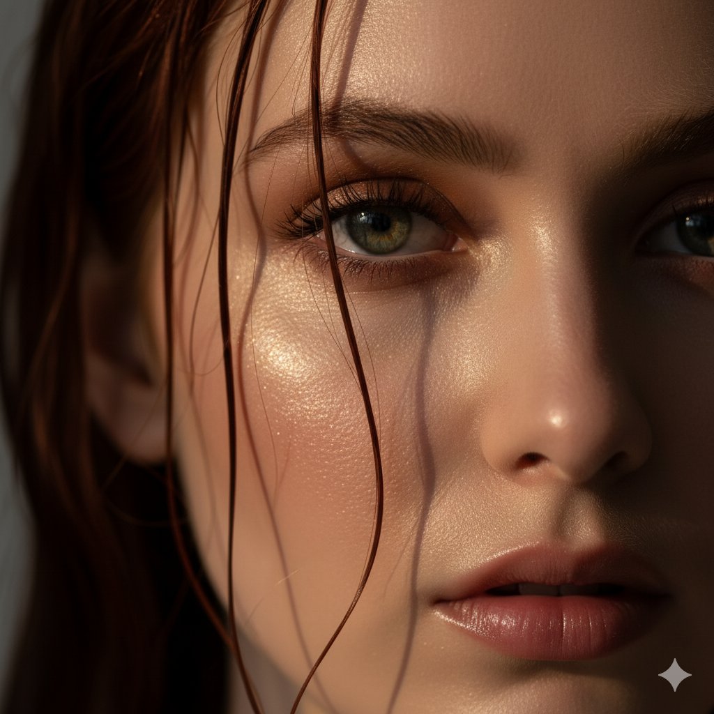 AI Date: Extreme Close-Up Portrait Prompt with Detailed Skin Texture and Sharp Eyes