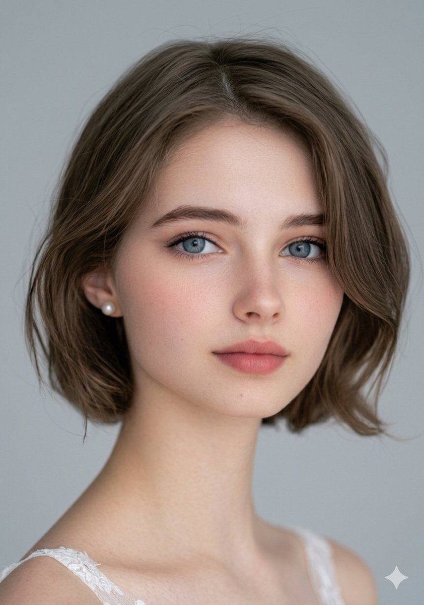 AI Portrait Prompt: Photorealistic Close-up of Young Woman with Brown Bob Haircut