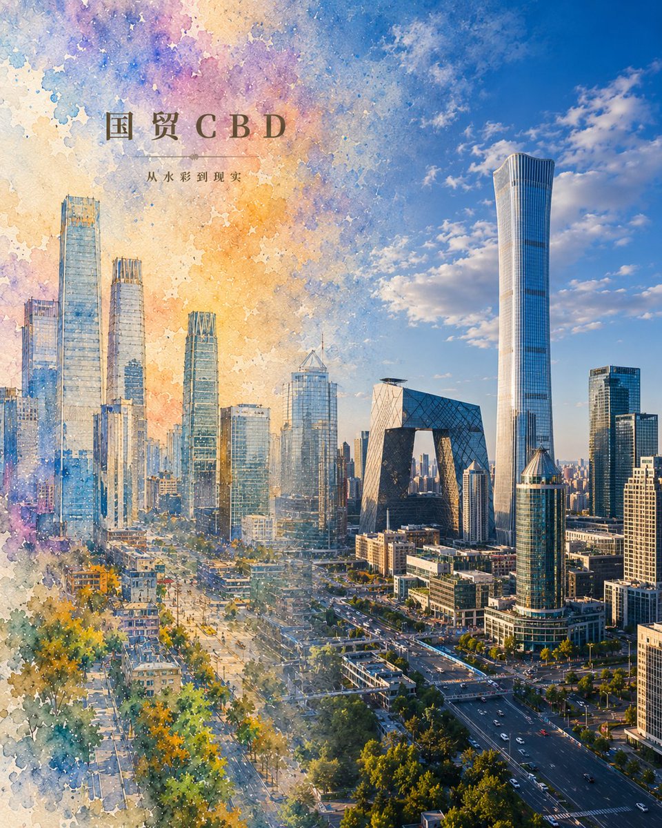 AI Poster Prompt for Watercolor Beijing Cityscape