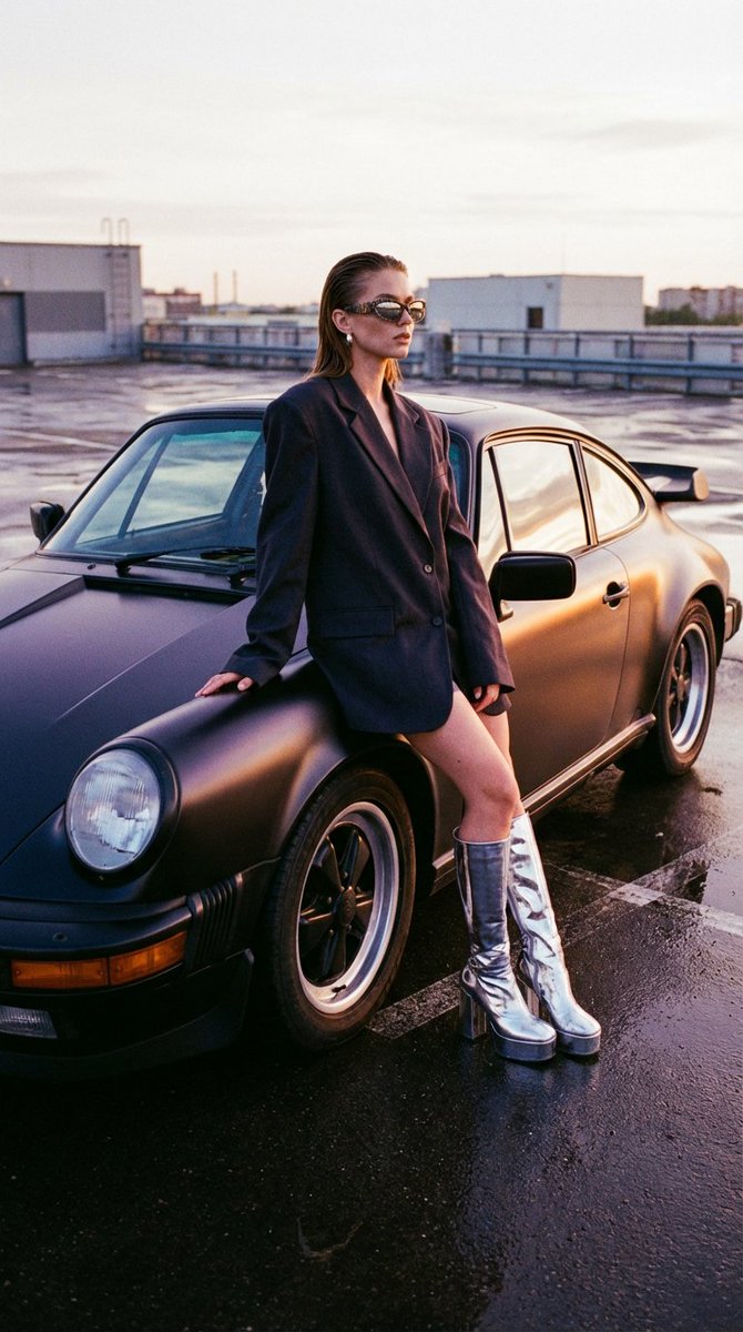 AI Prompt: Avant-Garde Streetwear and Vintage Car Photography with Cinematic Style