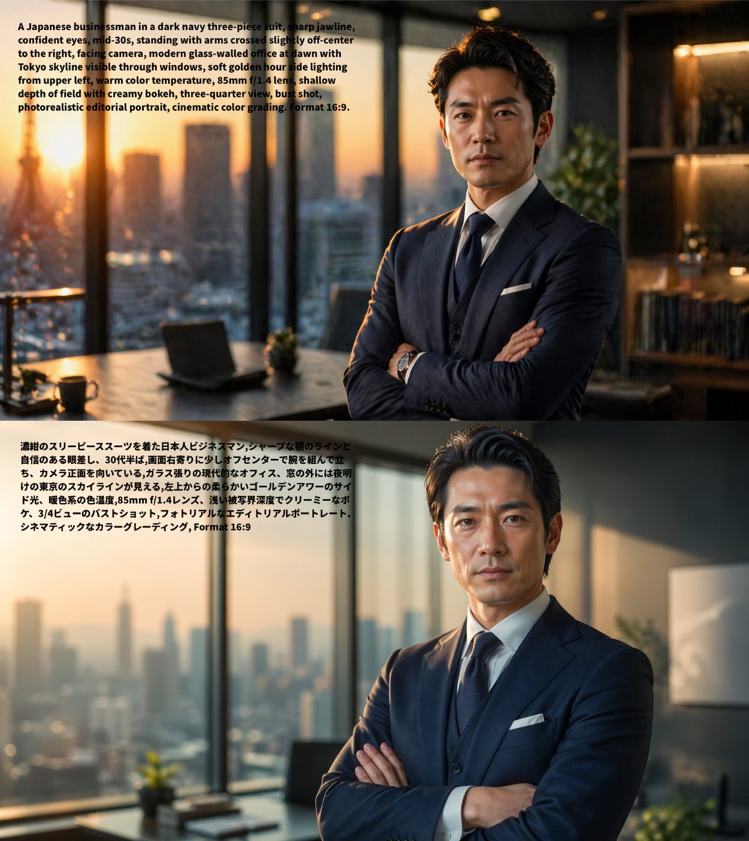 AI Prompt: Consistent Businessman Portraits in English and Japanese
