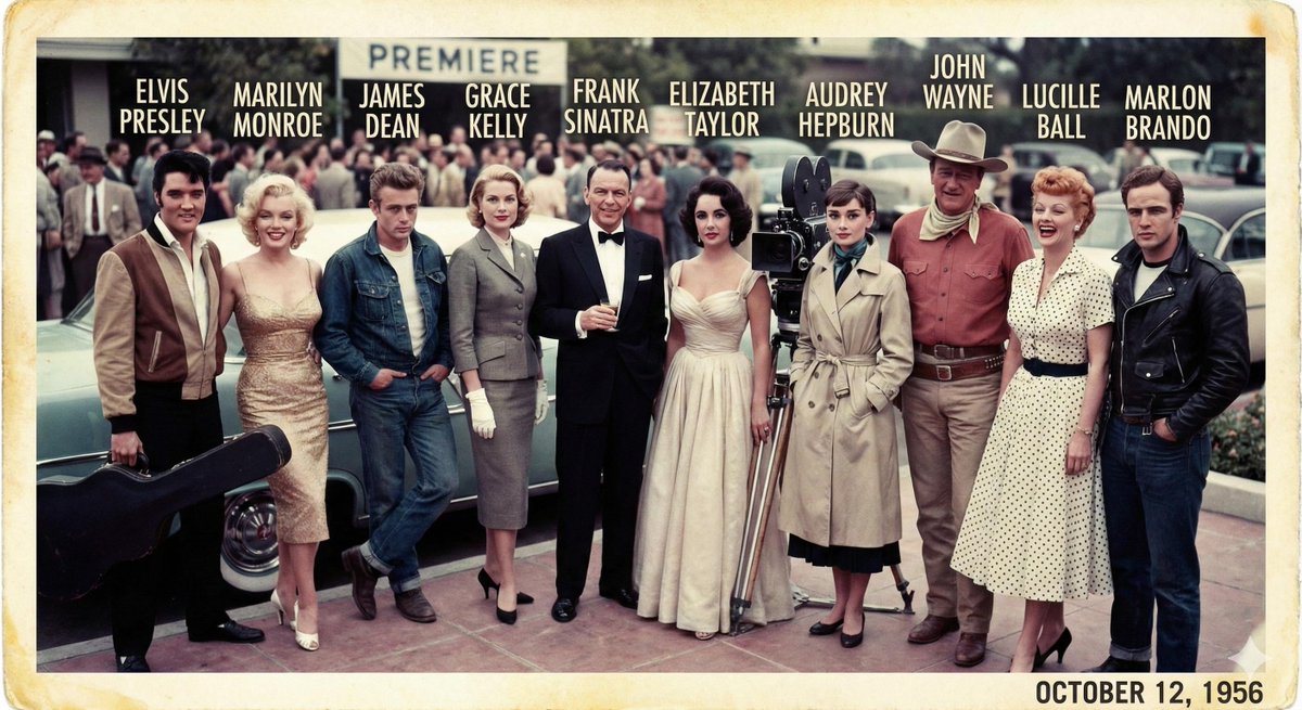 AI Prompt for 1950s Retro Group Photo with Famous People