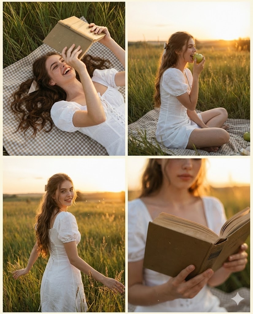 AI Prompt for 2x2 Grid Photography with Identity Lock