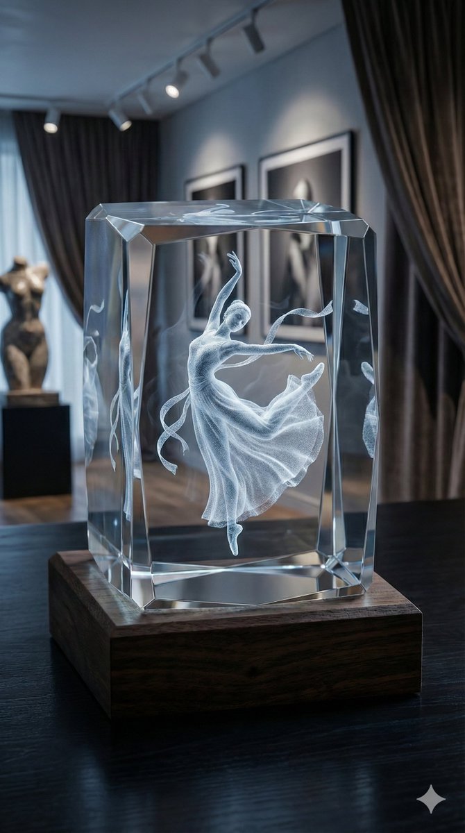 AI Prompt for 3D Laser-Engraved Crystal Ornaments - Product Photography