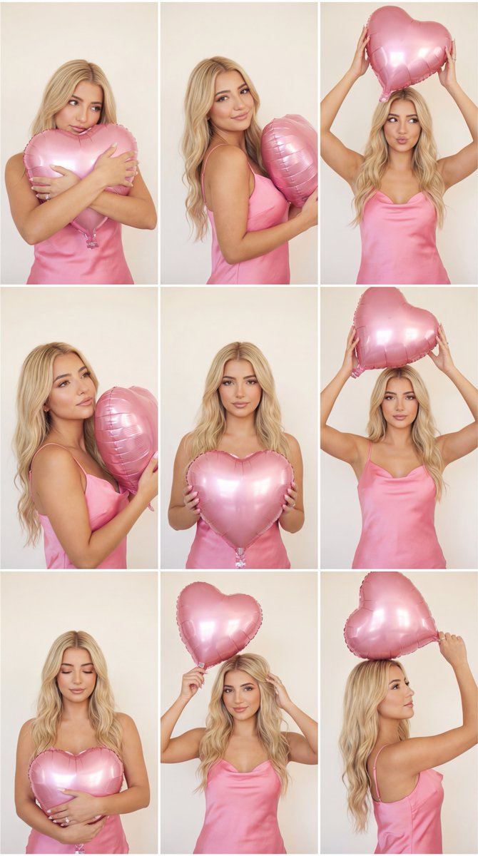 AI Prompt for 3x3 Grid Collage with Identity-Preserved Portraits and Heart Balloon