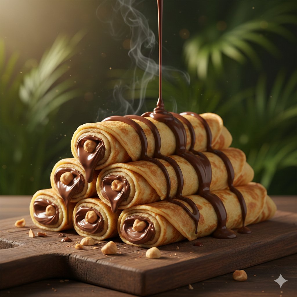 AI Prompt for 8K Chocolate Crepe Commercial Render with Golden Hour Lighting