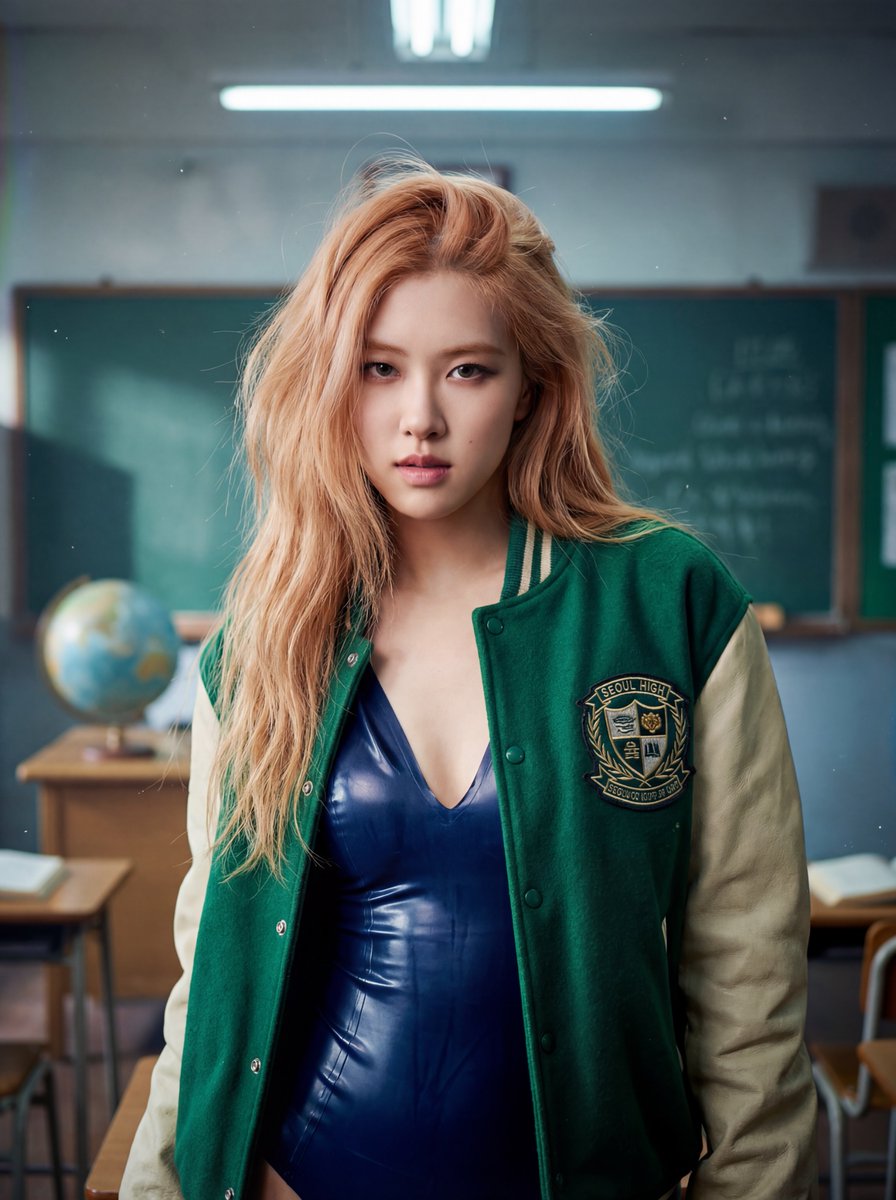 AI Prompt for 8K Cinematic Portrait of Rosé in Retro High School Setting