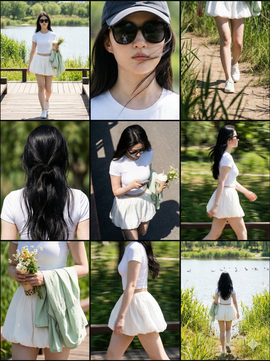 AI Prompt for 9-Grid Paparazzi Collage Street Style Photography