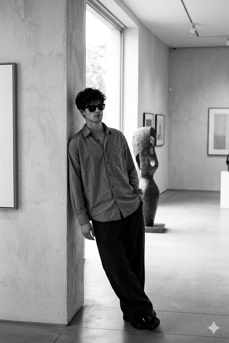 AI Prompt for 90s Black and White Art Gallery Portrait
